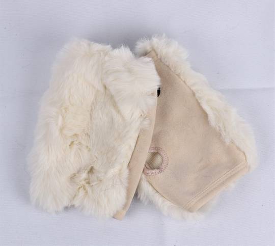 Winter ladies glove w faux fur outer fingerless ivory Style; S/LK4856
